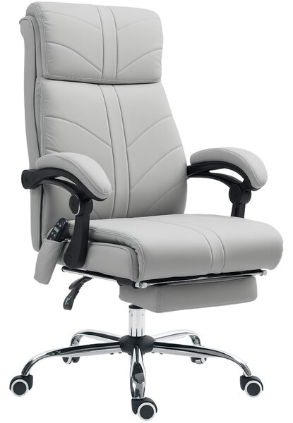 Vinsetto 4 Points Massage Office Chair with 3 Modes, Heating Office Chair with Foam Padding, Adjustable Swivel, Footrest, Light Grey Aosom UK