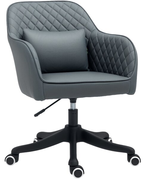 Vinsetto Massage Office Chair, Adjustable Makeup Desk Chair with Height Adjustable & Silent Rolling Wheels, Grey Aosom UK