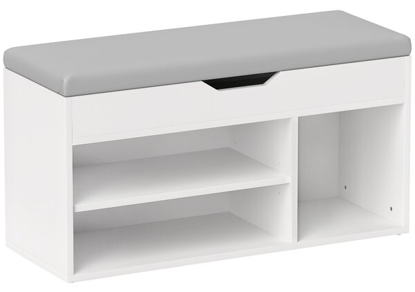 HOMCOM Shoes Cabinet Bench Hidden Storage Padded Seat Organiser Footwear Rack Hallway Cream White