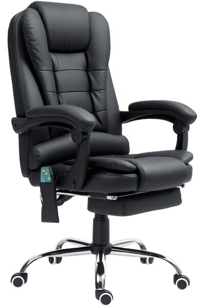 Vinsetto Heated Office Chair, 6-Point Vibration Massage, High-Back Ergonomic Recliner with Adjustable Swivel & Footrest, Black Aosom UK