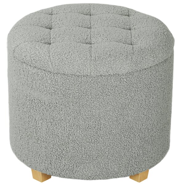 HOMCOM 31.8L Teddy Fleece Storage Ottoman - Dark Grey