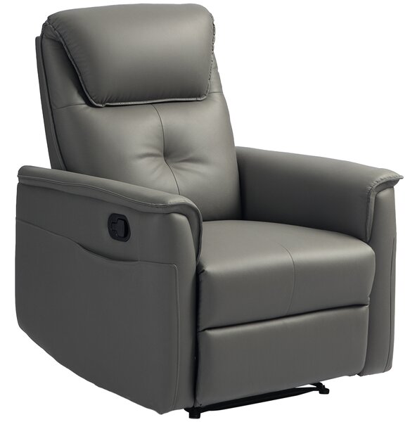 HOMCOM Recliner Armchair, Microfibre Manual Reclining Chair with Adjustable Leg Rest, Cat Scratch Resistant Fabric for Living Room, Bedroom, Light Grey