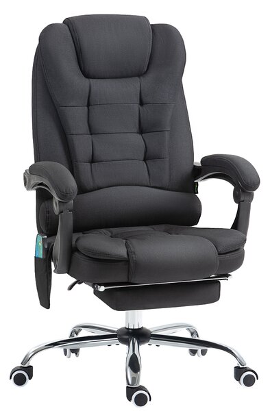 Vinsetto Executive Office Chair, 6-Zone Heated Massage, Ergonomic Recliner Desk Chair with Adjustable Footrest, Cat Scratch Anti, Black Aosom UK