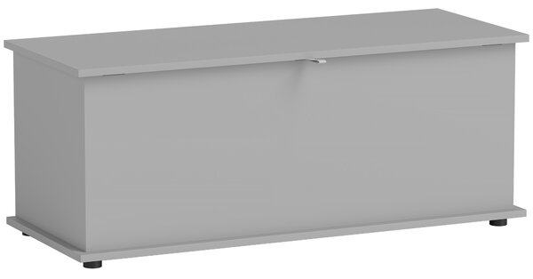 HOMCOM 113L Storage Chest, Storage Box with Flip-Top Lid and 2 Safety Hinges, Storage Trunk for Living Room, Entryway, 100 x 40 x 40 cm, Grey