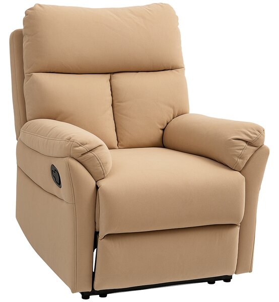 HOMCOM 140° Manual Reclining Armchair, with Footrest, Anti-Cat-Scratch, Light Brown Aosom UK