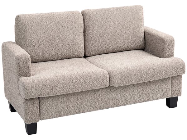 HOMCOM 2 Seater Sofa, 138 cm Loveseat Sofa with Removable Back Cushions, Chenille Fabric Small Couch Settee with S-springs for Living Room, Bedroom, Home Office, Light Brown