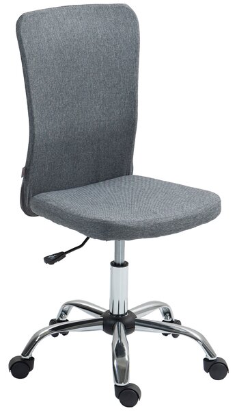 HOMCOM Armless Computer Desk Chair, Fabric Swivel Office Chair, Anti-Scratch Chair with Height Adjustable, Wheels, for Home, Grey Aosom UK
