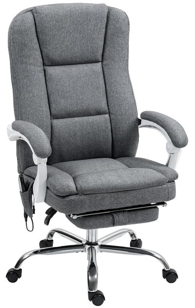 HOMCOM Executive Office Chair with 8-point Massage and Heat, Fabric Computer Desk Chair with Reclining Backrest, High Back, for Home, Grey Aosom UK