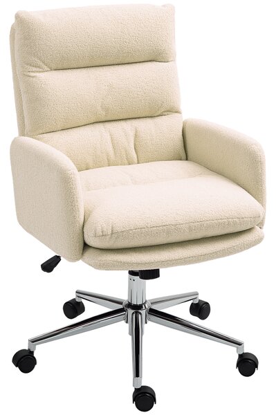 HOMCOM 91-99cm Sherpa Fleece Office Chair - Cream White