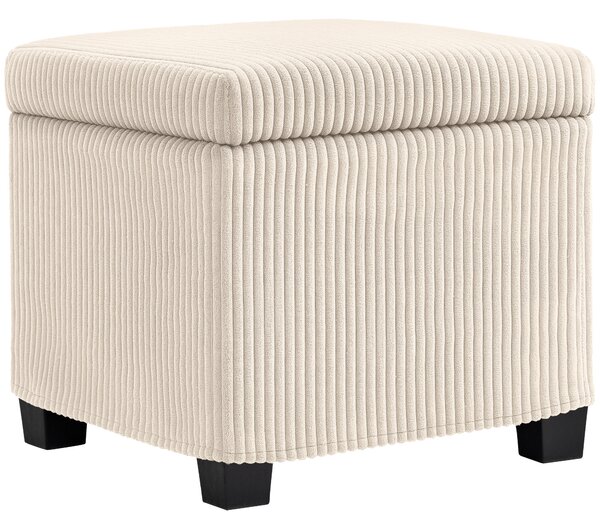 HOMCOM Storage Ottoman Bench, Corduroy Footstool with Removable Lid and Legs, 40cm Storage Chest Box for Living Room, Bedroom, Hallway, Beige