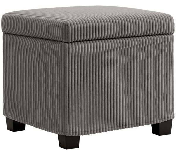 HOMCOM Storage Ottoman Bench, Corduroy Footstool with Removable Lid and Legs, 40cm Storage Chest Box for Living Room, Bedroom, Hallway, Grey