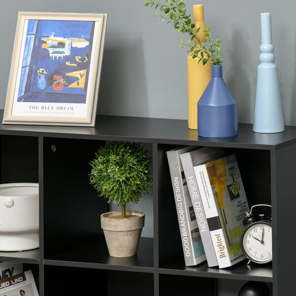 HOMCOM 3-tier 9 Cubes Storage Unit Particle Board Cabinet Bookcase Organiser Home Office Shelves Black Aosom UK