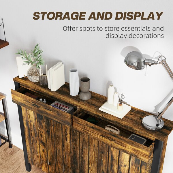 HOMCOM 93 x 119cm Rustic-Look Radiator Cover - Brown/Black Aosom UK