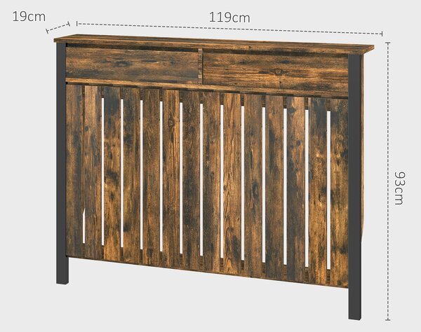 HOMCOM 93 x 119cm Rustic-Look Radiator Cover - Brown/Black Aosom UK