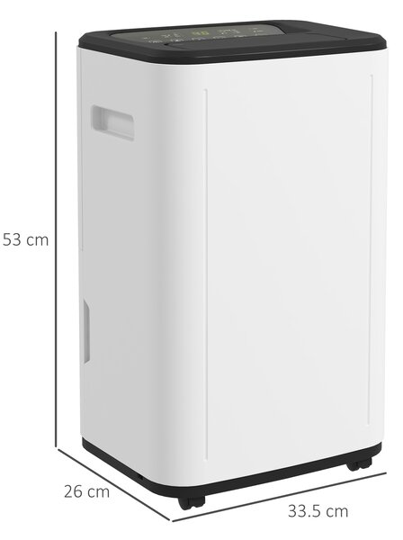HOMCOM 20L/Day Quiet Compact Dehumidifier with 24H Timer, 3 Dehumidifying Modes, for Home Laundry Basement Aosom UK