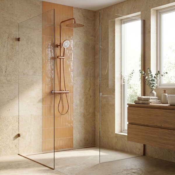 Thermostatic shower system Rea Drop Brush Copper