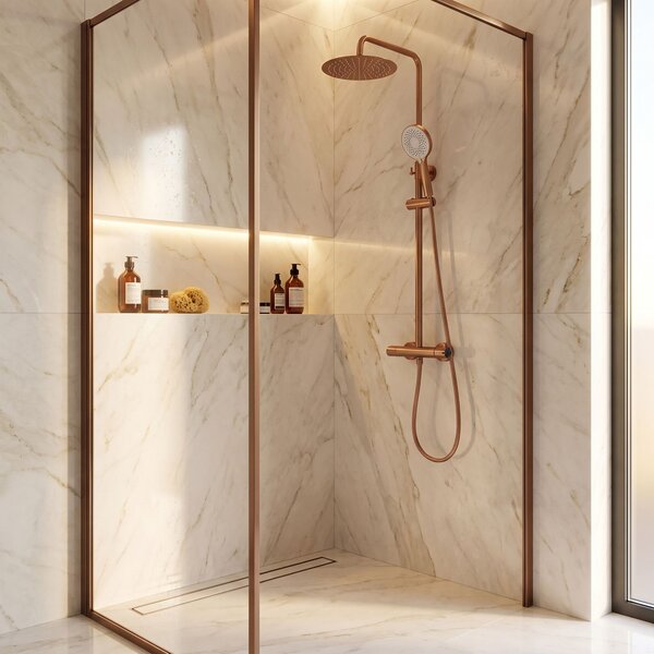 Thermostatic shower system Rea Drop Brush Copper