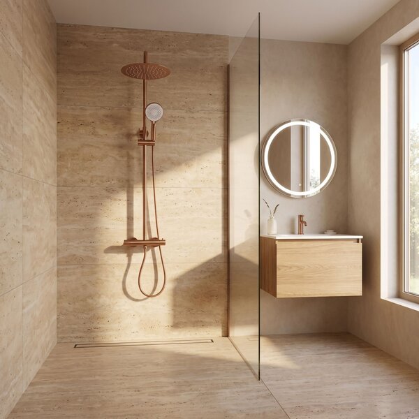 Thermostatic shower system Rea Drop Brush Copper