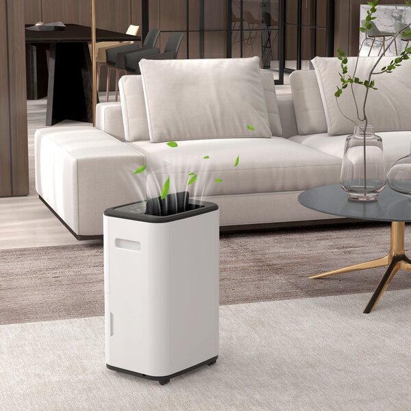HOMCOM 20L/Day Quiet Compact Dehumidifier with 24H Timer, 3 Dehumidifying Modes, for Home Laundry Basement Aosom UK