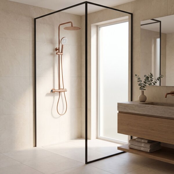 Thermostatic shower system Rea Drop Brush Copper