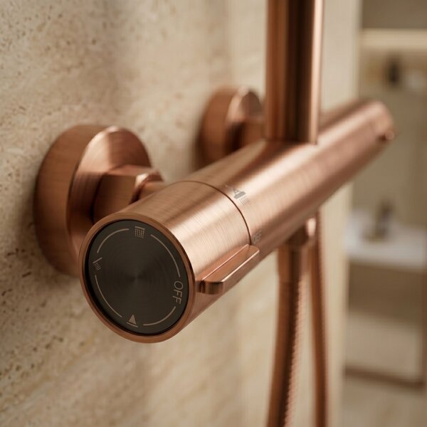 Thermostatic shower system Rea Drop Brush Copper