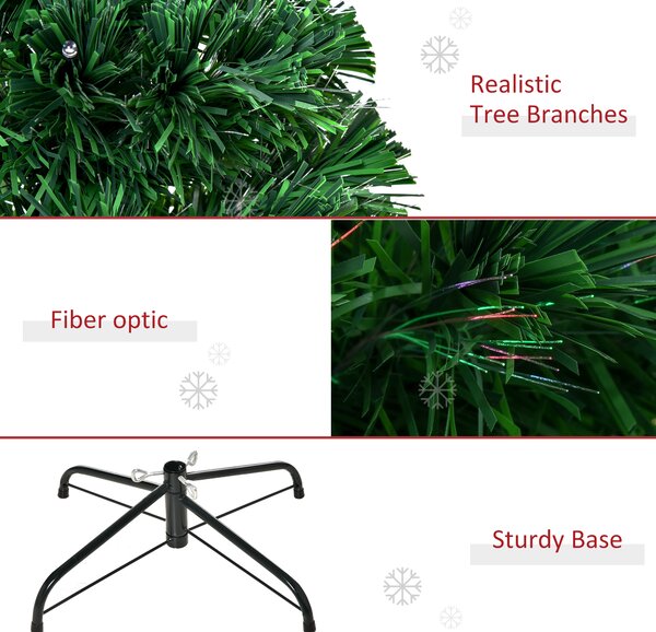 HOMCOM Prelit Christmas Tree Artificial Tree, Metal Base, Pre-Lit, 1.2m Aosom UK