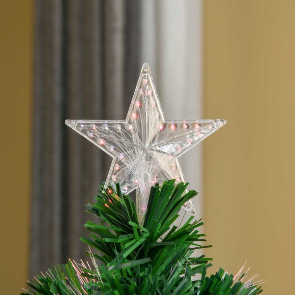HOMCOM Prelit Christmas Tree Artificial Tree, Metal Base, Pre-Lit, 1.2m Aosom UK