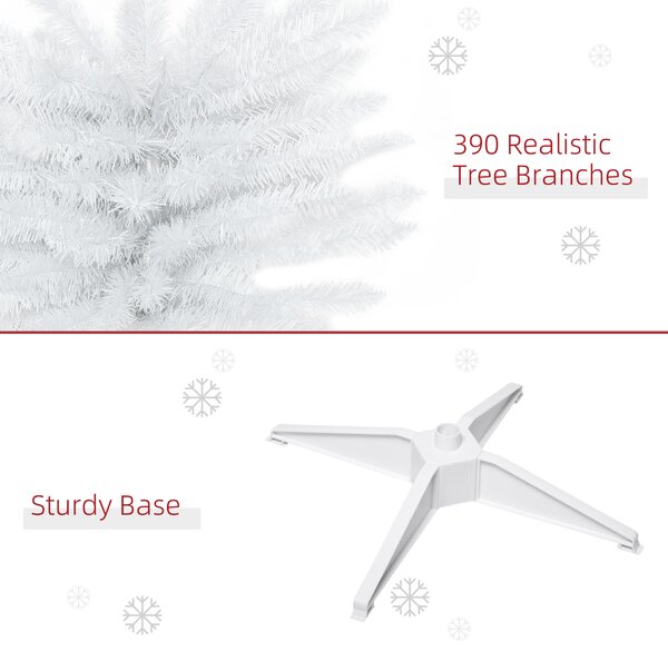 HOMCOM 1.8m 6ft Artificial Pine Pencil Slim Tall Christmas Tree with 390 Branch Tips Xmas Holiday Décor with Stand White Aosom UK