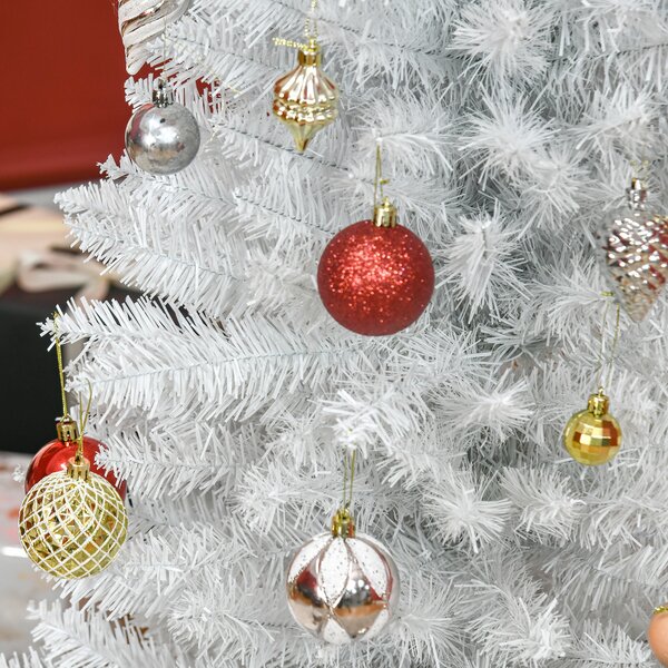 HOMCOM 1.8m 6ft Artificial Pine Pencil Slim Tall Christmas Tree with 390 Branch Tips Xmas Holiday Décor with Stand White Aosom UK