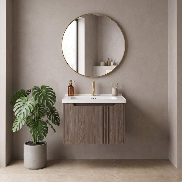 Bathroom vanity unit with sink Rea Rivo DB86-60L-1 Dark 60cm