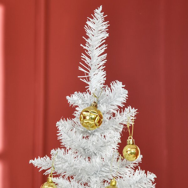 HOMCOM 1.8m 6ft Artificial Pine Pencil Slim Tall Christmas Tree with 390 Branch Tips Xmas Holiday Décor with Stand White Aosom UK
