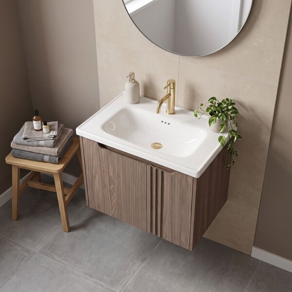 Bathroom vanity unit with sink Rea Rivo DB86-60L-1 Dark 60cm