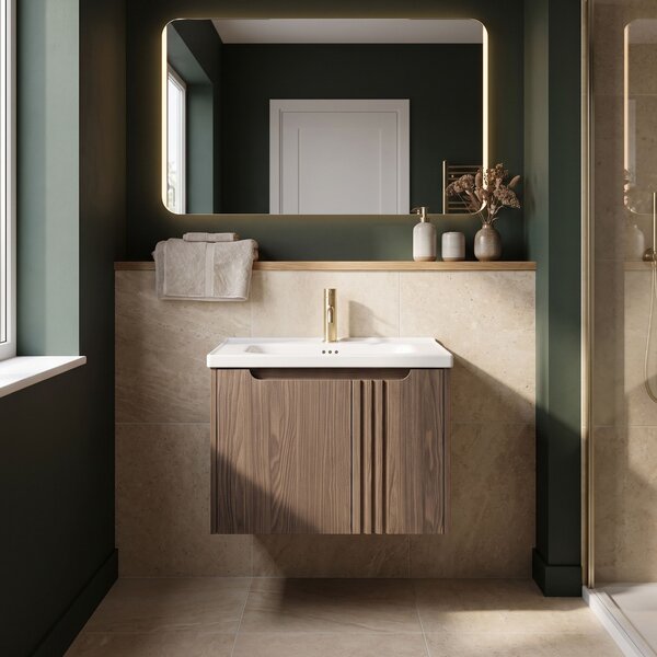 Bathroom vanity unit with sink Rea Rivo DB86-60L-1 Dark 60cm