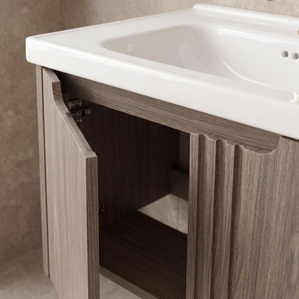 Bathroom vanity unit with sink Rea Rivo DB86-60L-1 Dark 60cm