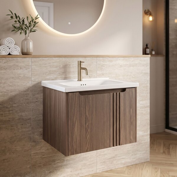 Bathroom vanity unit with sink Rea Rivo DB86-60L-1 Dark 60cm