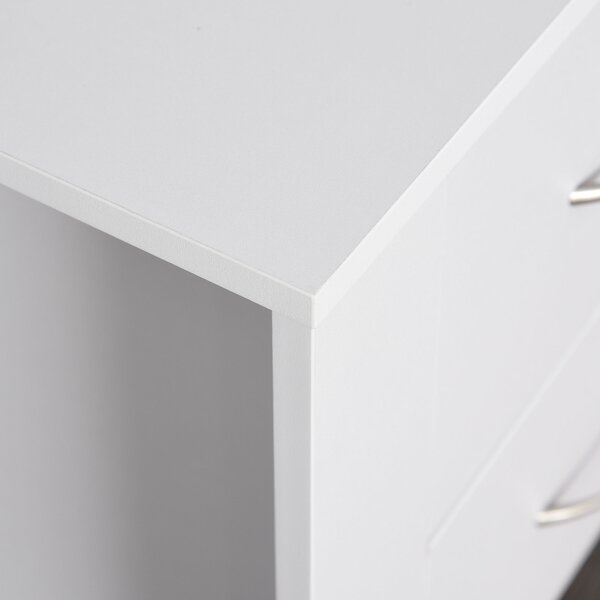 HOMCOM Bedside Table with 2 Drawers, Modern Boxy Design, Elevated Base, Melamine Finish, Bedroom Storage, White Aosom UK