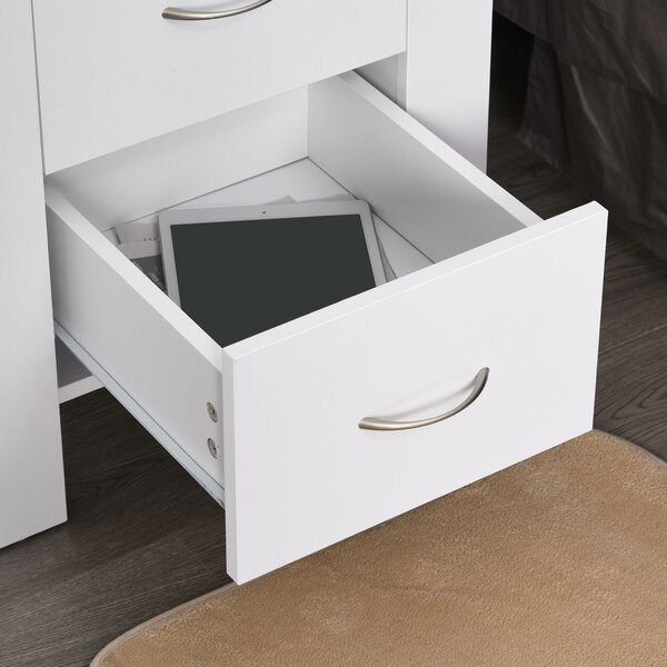 HOMCOM Bedside Table with 2 Drawers, Modern Boxy Design, Elevated Base, Melamine Finish, Bedroom Storage, White Aosom UK