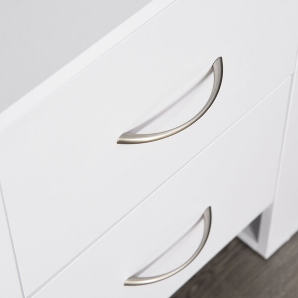 HOMCOM Bedside Table with 2 Drawers, Modern Boxy Design, Elevated Base, Melamine Finish, Bedroom Storage, White Aosom UK