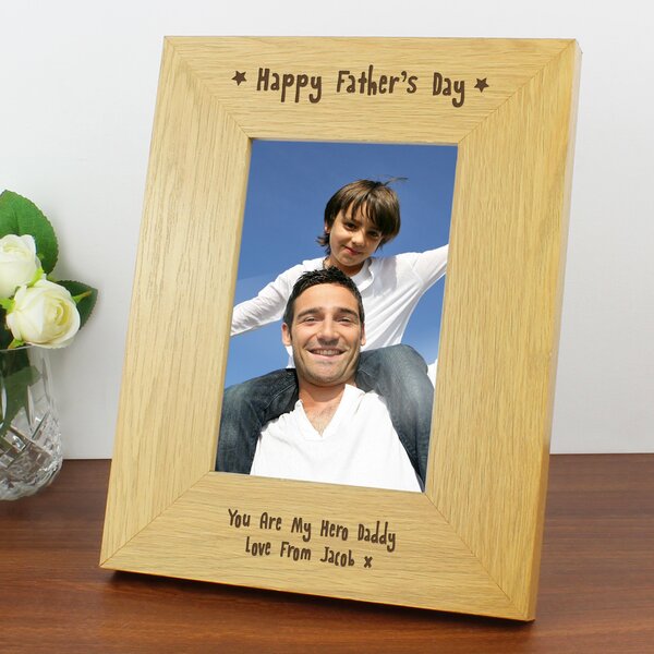 Personalised Happy Fathers Day Oak Finish Photo Frame