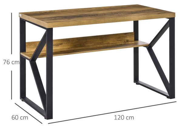 HOMCOM Modern Writing Desk, Computer Table for Home Office, PC Laptop Workstation with Storage Shelf, Wood Effect, Black/Brown Aosom UK