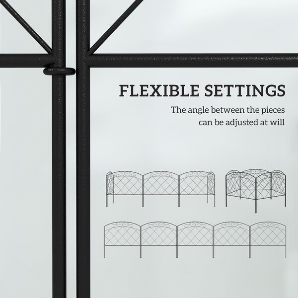 Outsunny 3m Decorative Metal Garden Fence - Diamond and Swirl Pattern Aosom UK