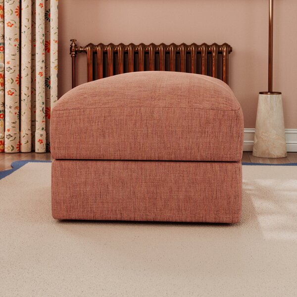 Hattie Slub Faux Linen Storage Footstool