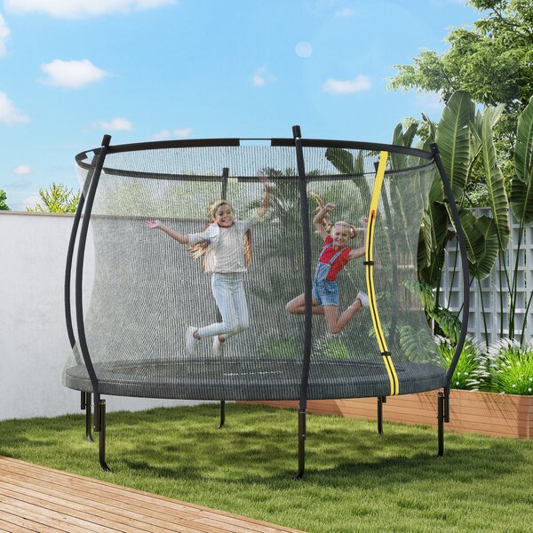 SPORTNOW 8ft Trampoline with Enclosure Net and Spring Cover, Outdoor Trampoline Garden Jumping Mat, Black Aosom UK