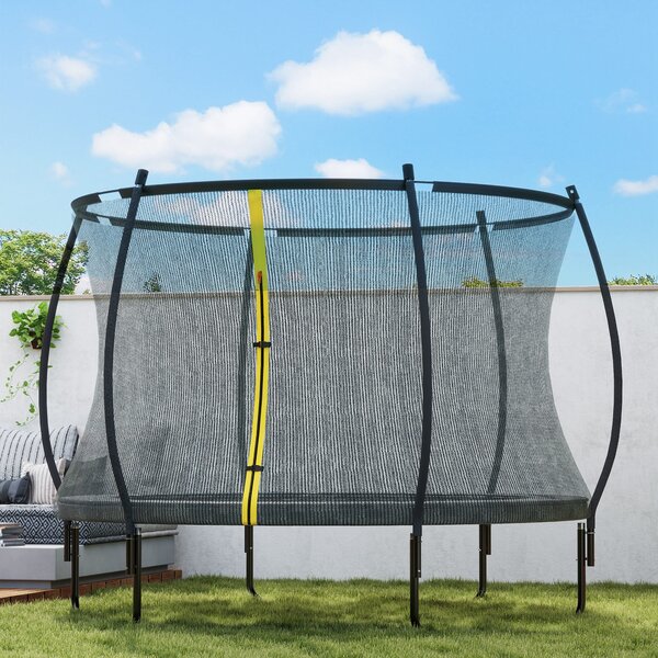 SPORTNOW 8ft Trampoline with Enclosure Net and Spring Cover, Outdoor Trampoline Garden Jumping Mat, Black Aosom UK