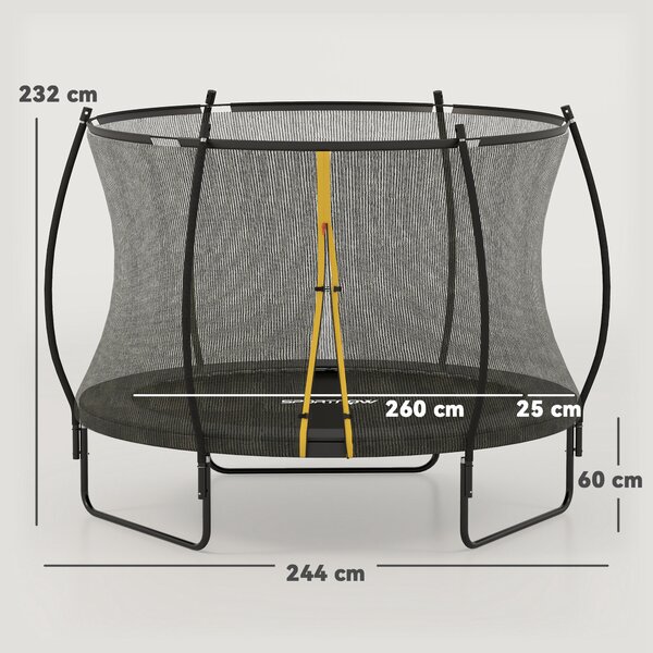 SPORTNOW 8ft Trampoline with Enclosure Net and Spring Cover, Outdoor Trampoline Garden Jumping Mat, Black Aosom UK