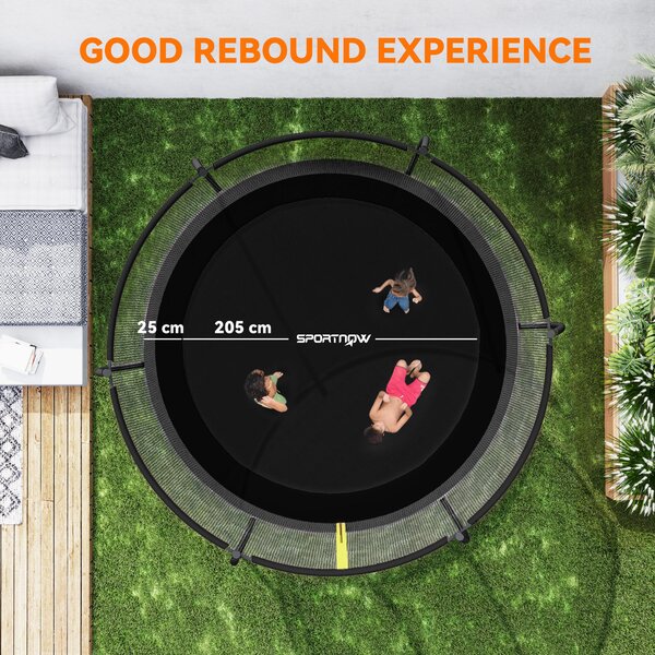 SPORTNOW 8ft Trampoline with Enclosure Net and Spring Cover, Outdoor Trampoline Garden Jumping Mat, Black Aosom UK