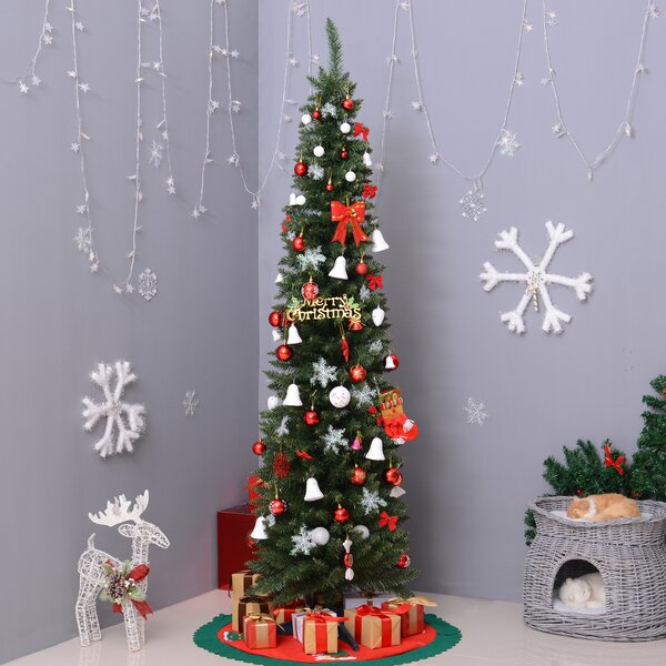 HOMCOM 2.1m Artificial Christmas Tree Pine Tree W/Plastic Stand-Green Aosom UK