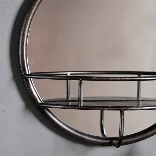 Millbury Round Wall Mirror with Shelf