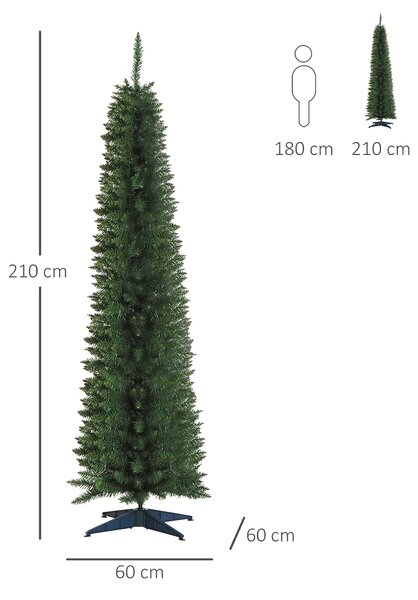 HOMCOM 2.1m Artificial Christmas Tree Pine Tree W/Plastic Stand-Green Aosom UK