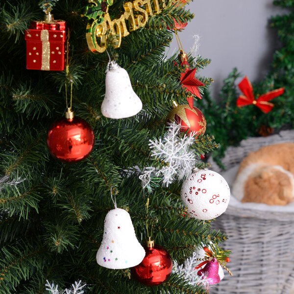 HOMCOM 2.1m Artificial Christmas Tree Pine Tree W/Plastic Stand-Green Aosom UK